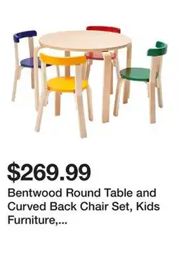 Wayfair Bentwood Round Table and Curved Back Chair Set, Kids Furniture, 5-Piece offer