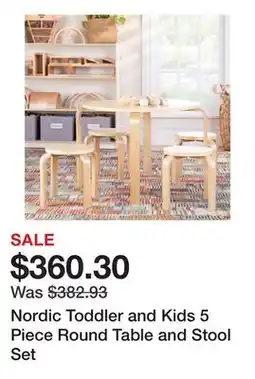 Wayfair Nordic Toddler and Kids 5 Piece Round Table and Stool Set offer