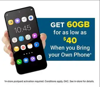 Visions Electronics GET 60GB for as low as $40 When you Bring your Own Phone+ offer