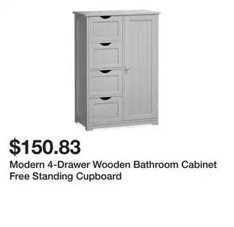 Bed Bath & Beyond Modern 4-Drawer Wooden Bathroom Cabinet Free Standing Cupboard offer