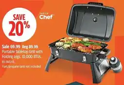 Canadian Tire Master chef portable tabletop grill with folding legs offer