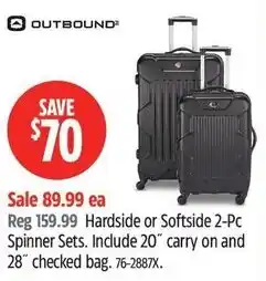 Canadian Tire Outbound hardside or softside spinner sets offer