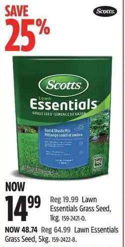 Canadian Tire Scotts Lawn Essentials Grass Seed offer