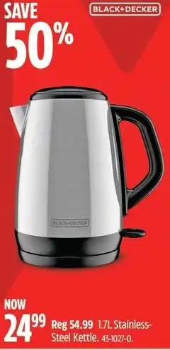 Canadian Tire BLACK+DECKER Stainless-Steel Kettle offer