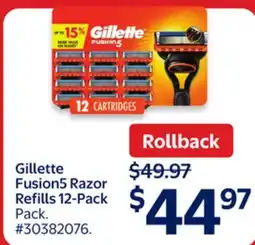 Walmart Gillette Fusions Razor Refills 12-Pack offer