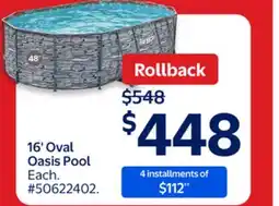 Walmart 16' Oval Oasis Pool offer