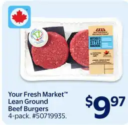 Walmart Your Fresh Market Lean Ground Beef Burgers offer