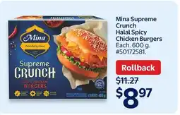 Walmart Mina Supreme Crunch Halal Spicy Chicken Burgers offer