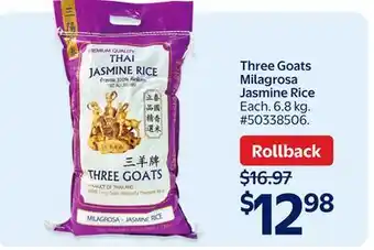 Walmart Three Goats Milagrosa Jasmine Rice offer