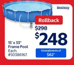 Walmart 15' x 33 Frame Pool offer