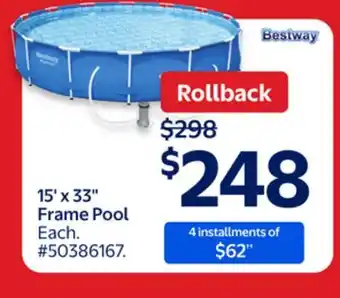 Walmart 15' x 33 Frame Pool offer