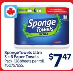 Walmart SpongeTowels Ultra 3=6 Paper Towels offer