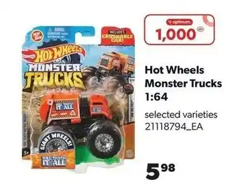 Real Canadian Superstore Hot wheels monster trucks 1:64 offer