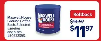 Walmart Maxwell House Ground Coffee offer