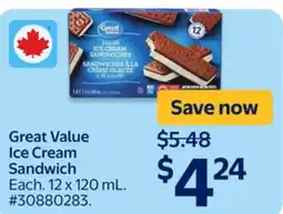 Walmart Great Value Ice Cream Sandwich offer