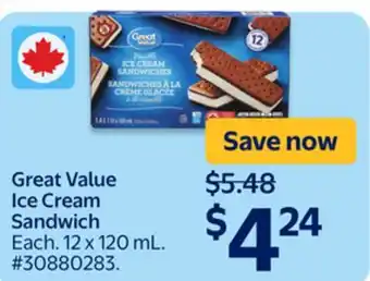 Walmart Great Value Ice Cream Sandwich offer