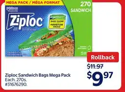 Walmart Ziploc Sandwich Bags Mega Pack offer