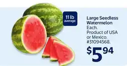 Walmart Large Seedless Watermelon offer