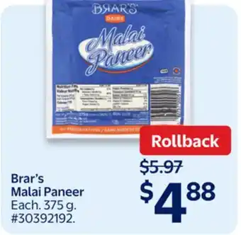 Walmart Brar's Malai Panner offer