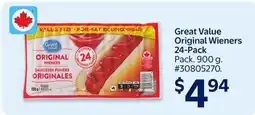 Walmart Great Value Original Wieners 24-Pack offer