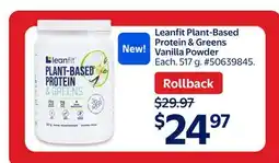 Walmart Leanfit Plant-Based Protein & Greens Vanilla Powder offer