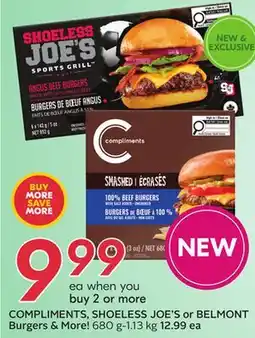 Sobeys COMPLIMENTS, SHOELESS JOE'S or BELMONT Burgers & More! offer