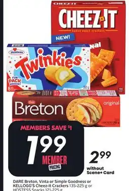 Sobeys DARE Breton, Vinta or Simple Goodness or KELLOGG'S Cheez-It Crackers offer