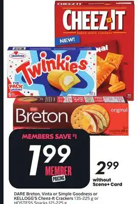 Sobeys DARE Breton, Vinta or Simple Goodness or KELLOGG'S Cheez-It Crackers offer