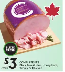 Sobeys Black Forest Ham, Honey Ham, Turkey or Chicken offer