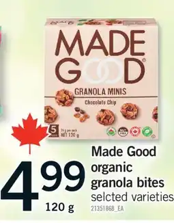 Fortinos MADE GOOD ORGANIC GRANOLA BITES, 120 G offer