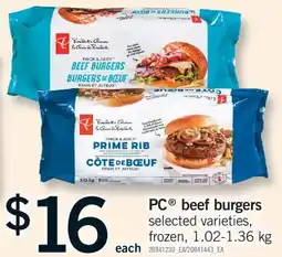 Fortinos PC BEEF BURGERS, 1.02-1.36 KG offer