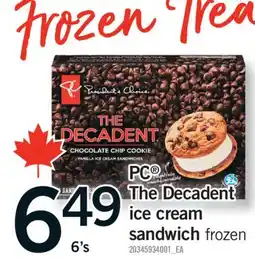 Fortinos PC THE DECADENT ICE CREAM SANDWICH, 6's offer