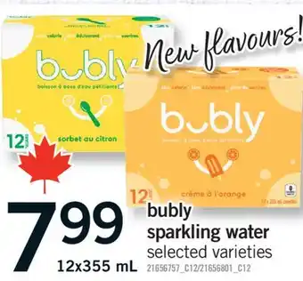 Fortinos BUBLY SPARKLING WATER, 12X355 ML offer