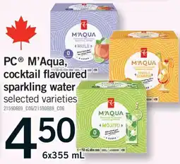 Fortinos PC M'AQUA, COCKTAIL FLAVOURED SPARKLING WATER, 6X355 ML offer