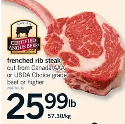 Fortinos FRENCHED RIB STEAK, 57.30/KG offer