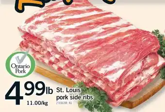 Fortinos ST. LOUIS PORK SIDE RIBS, 11.00/KG KG offer