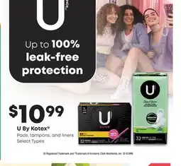 Fortinos U BY KOTEX PADS, TAMPONS, AND LINERS offer
