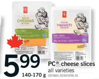 Fortinos PC CHEESE SLICES, 140-170 G offer