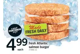 Fortinos FRESH ATLANTIC SALMON BURGER offer