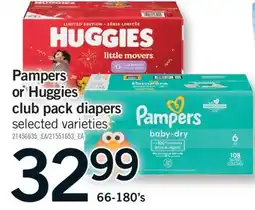 Fortinos PAMPERS OR HUGGIES CLUB PACK DIAPERS, 66-180'S offer