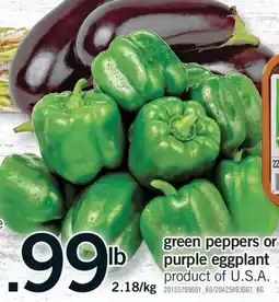Fortinos GREEN PEPPERS OR PURPLE EGGPLANT, 2.18/KG offer