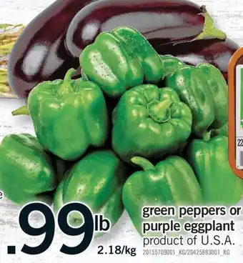 Fortinos GREEN PEPPERS OR PURPLE EGGPLANT, 2.18/KG offer