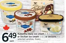 Fortinos KAWARTHA DAIRY ICE CREAM 1.5 L OR SICILIAN ICE CREAM 1.5 L OR DESSERTS 4'S offer