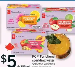 Fortinos PC FUNCTIONAL SPARKLING WATER, 6X355 ML offer