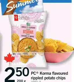 Fortinos PC KORMA FLAVOURED RIPPLED POTATO CHIPS, 200 G offer