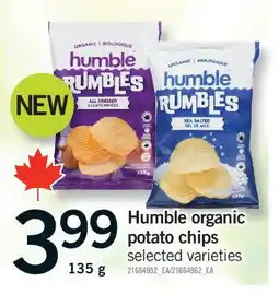 Fortinos HUMBLE ORGANIC POTATO CHIPS, 135 g offer