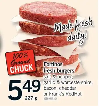 Fortinos FORTINOS FRESH BURGERS, 227 G offer