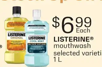 Fortinos LISTERINE MOUTHWASH, 1 L offer