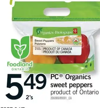 Fortinos PC ORGANICS SWEET PEPPERS, 2'S offer