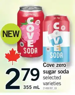 Fortinos COVE ZERO SUGAR SODA, 355 ML offer
